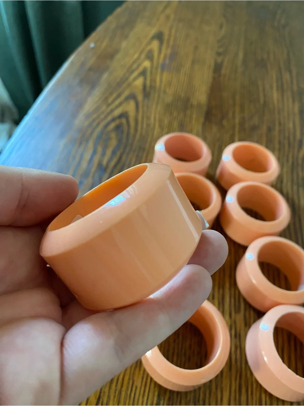 Vintage Post Modern 1980s Audrey Peach Napkin Rings, Set of Eight